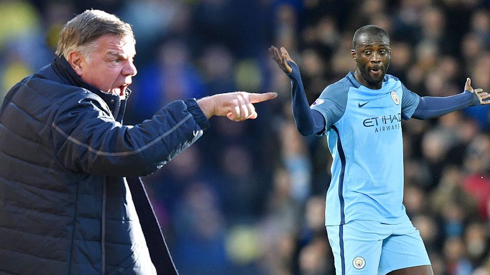 Pelatih Crystal Palace, Sam Allardyce (kiri) dan Yaya Toure. - INDOSPORT